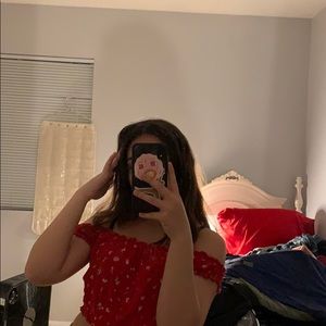 Red off the shoulder